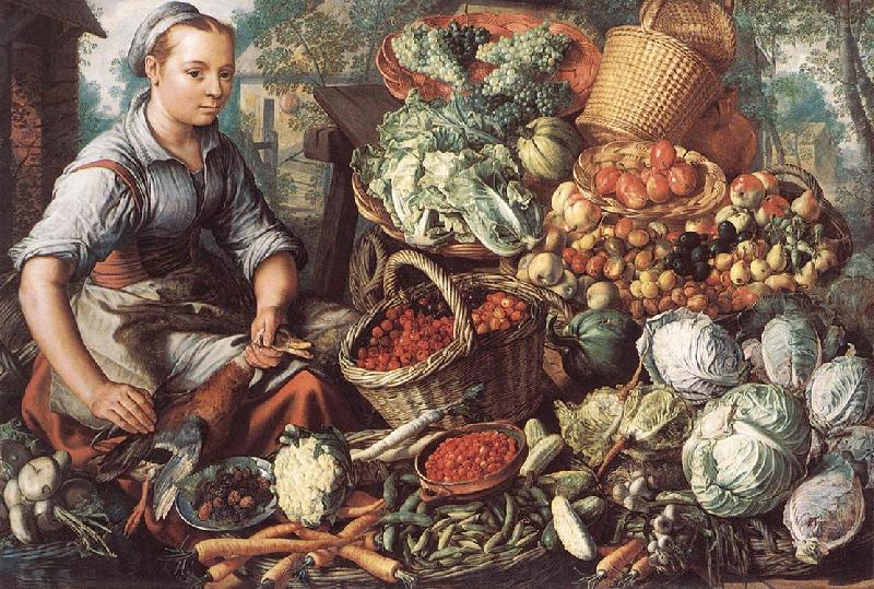 BEUCKELAER, Joachim Market Woman with Fruit, Vegetables and Poultry  intre china oil painting image